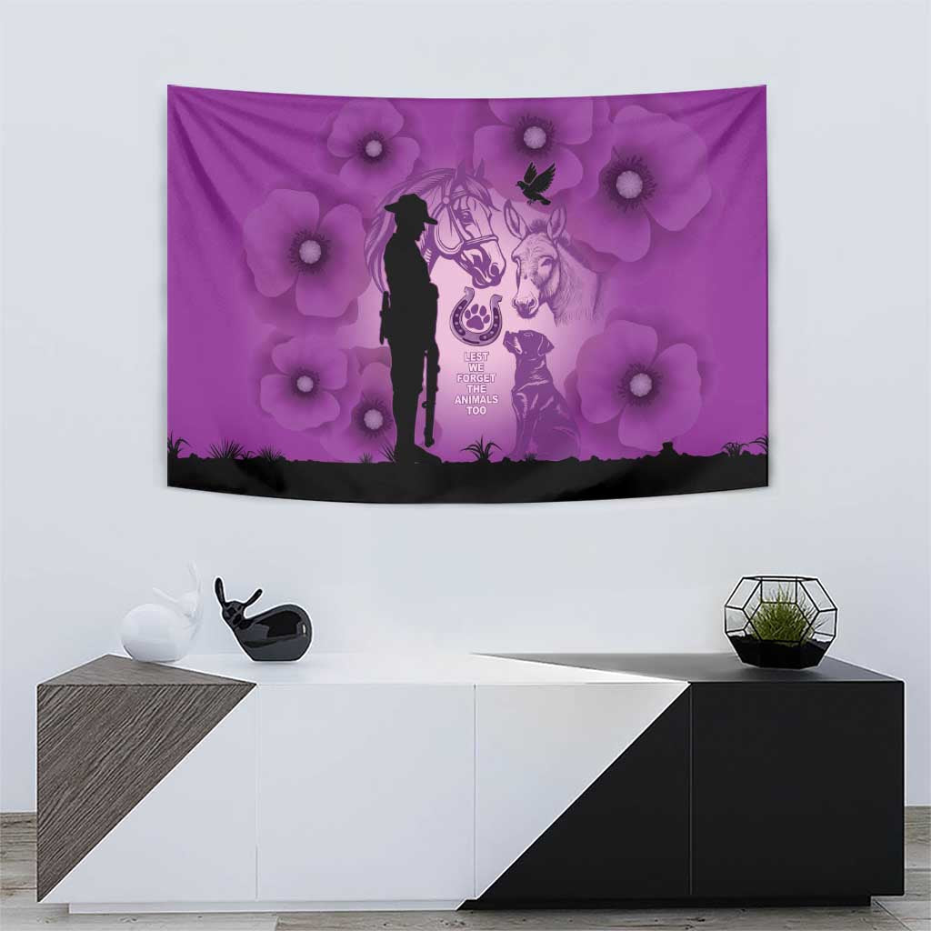 Australia Animals ANZAC Day Tapestry Lest We Forget The Animals Too Purple Poppy