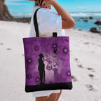 Australia Animals ANZAC Day Tote Bag Lest We Forget The Animals Too Purple Poppy