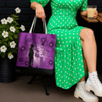 Australia Animals ANZAC Day Tote Bag Lest We Forget The Animals Too Purple Poppy