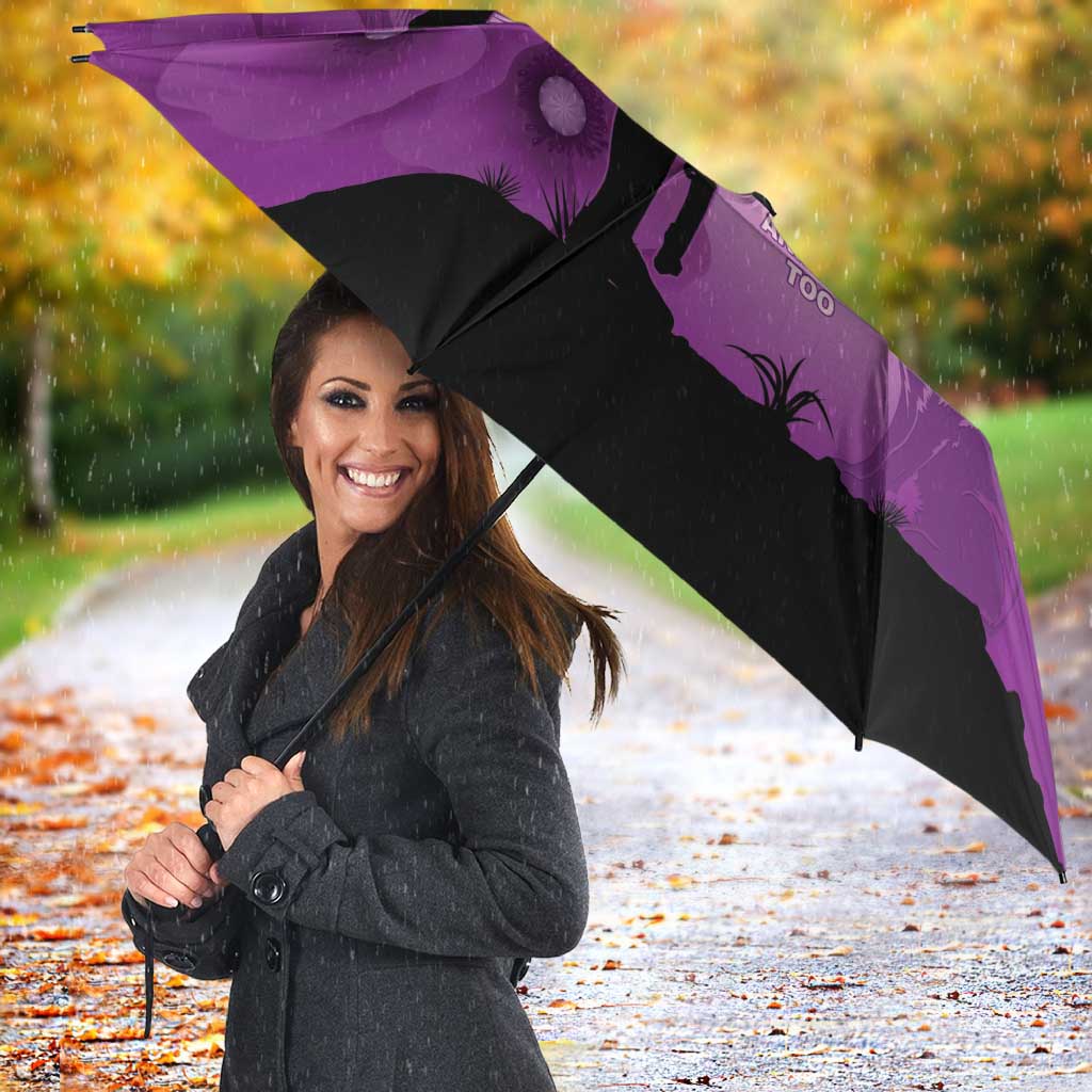Australia Animals ANZAC Day Umbrella Lest We Forget The Animals Too Purple Poppy