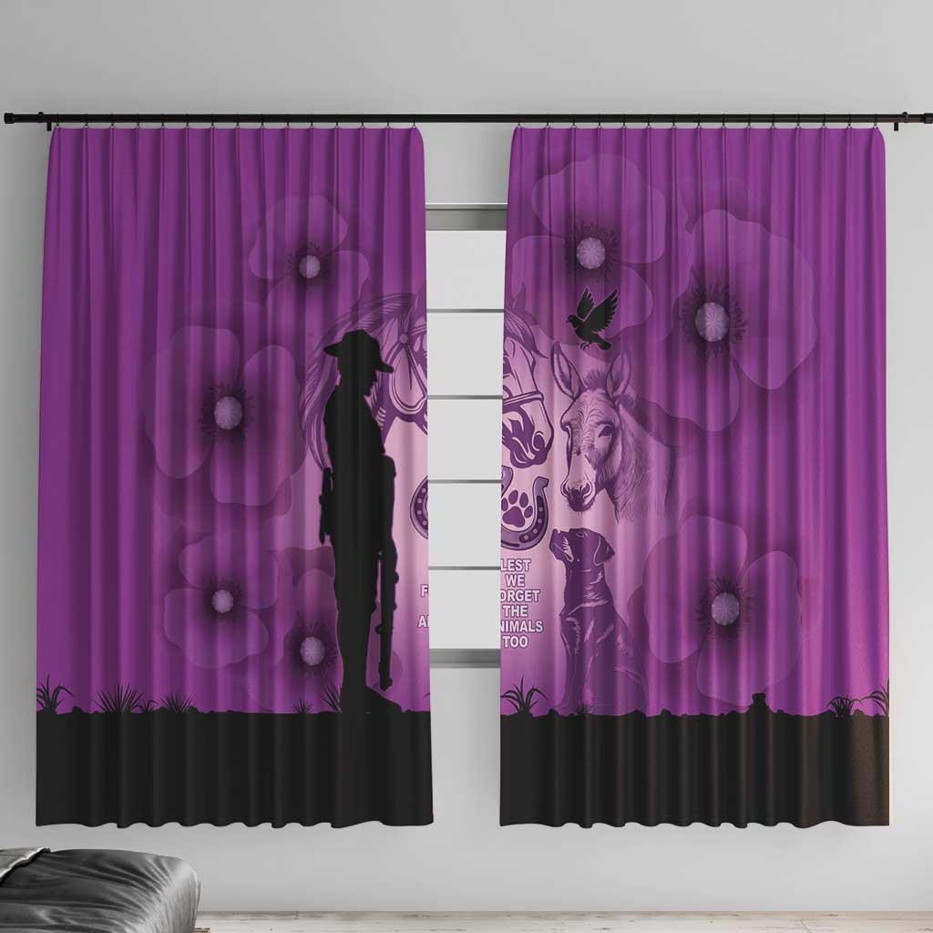 Australia Animals ANZAC Day Window Curtain Lest We Forget The Animals Too Purple Poppy