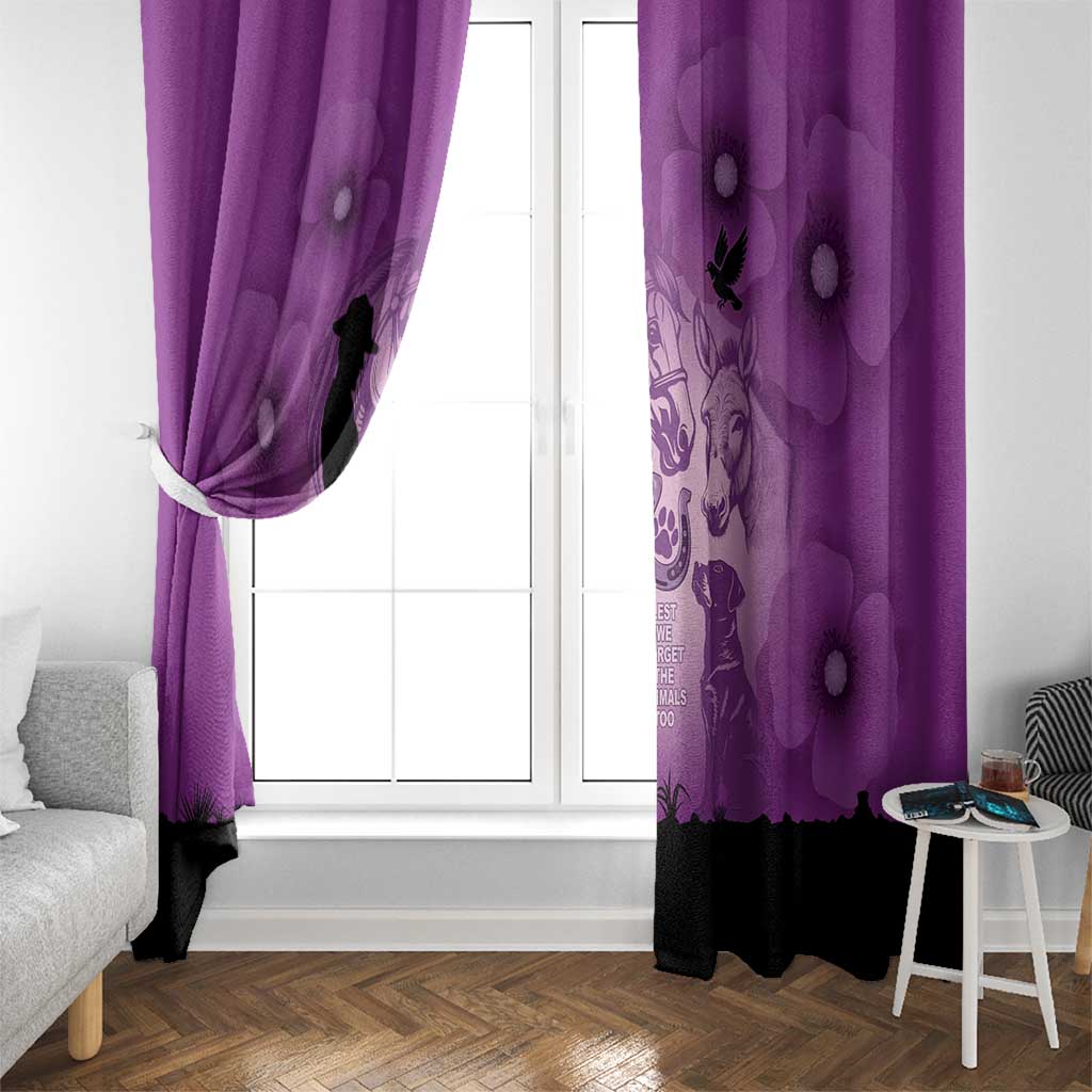 Australia Animals ANZAC Day Window Curtain Lest We Forget The Animals Too Purple Poppy