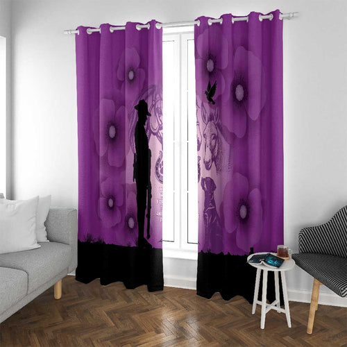 Australia Animals ANZAC Day Window Curtain Lest We Forget The Animals Too Purple Poppy