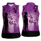 Australia Animals ANZAC Day Women Sleeveless Polo Shirt Lest We Forget The Animals Too Purple Poppy