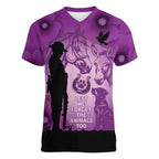 Australia Animals ANZAC Day Women V-Neck T-Shirt Lest We Forget The Animals Too Purple Poppy