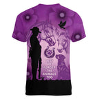 Australia Animals ANZAC Day Women V-Neck T-Shirt Lest We Forget The Animals Too Purple Poppy