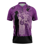 Australia Animals ANZAC Day Zipper Polo Shirt Lest We Forget The Animals Too Purple Poppy