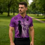 Australia Animals ANZAC Day Zipper Polo Shirt Lest We Forget The Animals Too Purple Poppy