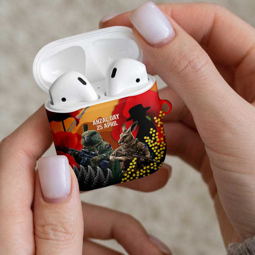 New Zealand and Australia ANZAC Day AirPods Case Sliver Fern Kakapo With Golden Wattle Kangaroo - Aussie Hoodie