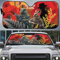 New Zealand and Australia ANZAC Day Auto Sun Shade Sliver Fern Kakapo With Golden Wattle Kangaroo - Aussie Hoodie