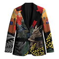 New Zealand and Australia ANZAC Day Blazer Sliver Fern Kakapo With Golden Wattle Kangaroo - Aussie Hoodie