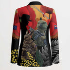 New Zealand and Australia ANZAC Day Blazer Sliver Fern Kakapo With Golden Wattle Kangaroo - Aussie Hoodie