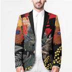New Zealand and Australia ANZAC Day Blazer Sliver Fern Kakapo With Golden Wattle Kangaroo - Aussie Hoodie