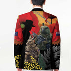 New Zealand and Australia ANZAC Day Blazer Sliver Fern Kakapo With Golden Wattle Kangaroo - Aussie Hoodie