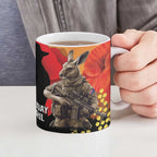 New Zealand and Australia ANZAC Day Ceramic Mug Sliver Fern Kakapo With Golden Wattle Kangaroo - Aussie Hoodie