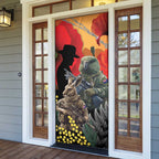 New Zealand and Australia ANZAC Day Door Cover Sliver Fern Kakapo With Golden Wattle Kangaroo - Aussie Hoodie
