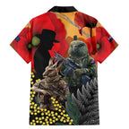New Zealand and Australia ANZAC Day Family Matching Mermaid Dress and Hawaiian Shirt Sliver Fern Kakapo With Golden Wattle Kangaroo