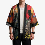 New Zealand and Australia ANZAC Day Kimono Sliver Fern Kakapo With Golden Wattle Kangaroo - Aussie Hoodie