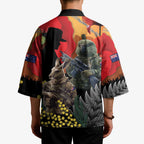 New Zealand and Australia ANZAC Day Kimono Sliver Fern Kakapo With Golden Wattle Kangaroo - Aussie Hoodie