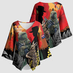New Zealand and Australia ANZAC Day Kimono Sleeve Blouse Sliver Fern Kakapo With Golden Wattle Kangaroo - Aussie Hoodie