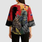 New Zealand and Australia ANZAC Day Kimono Sleeve Blouse Sliver Fern Kakapo With Golden Wattle Kangaroo - Aussie Hoodie