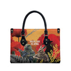 New Zealand and Australia ANZAC Day Leather Bag Sliver Fern Kakapo With Golden Wattle Kangaroo - Aussie Hoodie