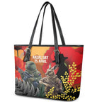 New Zealand and Australia ANZAC Day Leather Tote Bag Sliver Fern Kakapo With Golden Wattle Kangaroo