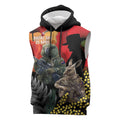 New Zealand and Australia ANZAC Day Sleeveless Hoodie Sliver Fern Kakapo With Golden Wattle Kangaroo - Aussie Hoodie