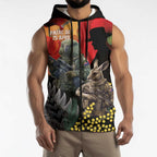 New Zealand and Australia ANZAC Day Sleeveless Zip Hoodie Sliver Fern Kakapo With Golden Wattle Kangaroo LT14