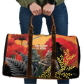 New Zealand and Australia ANZAC Day Travel Bag Sliver Fern Kakapo With Golden Wattle Kangaroo - Aussie Hoodie