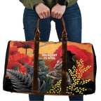 New Zealand and Australia ANZAC Day Travel Bag Sliver Fern Kakapo With Golden Wattle Kangaroo - Aussie Hoodie