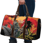 New Zealand and Australia ANZAC Day Travel Bag Sliver Fern Kakapo With Golden Wattle Kangaroo - Aussie Hoodie