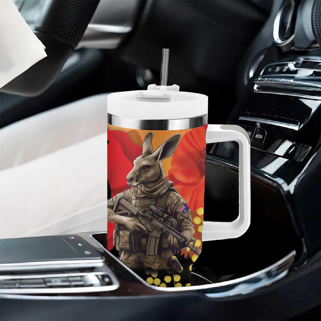New Zealand and Australia ANZAC Day Tumbler With Handle Sliver Fern Kakapo With Golden Wattle Kangaroo