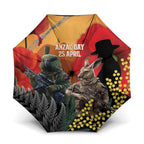 New Zealand and Australia ANZAC Day Umbrella Sliver Fern Kakapo With Golden Wattle Kangaroo - Aussie Hoodie