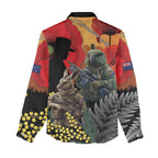 New Zealand and Australia ANZAC Day Women Casual Shirt Sliver Fern Kakapo With Golden Wattle Kangaroo