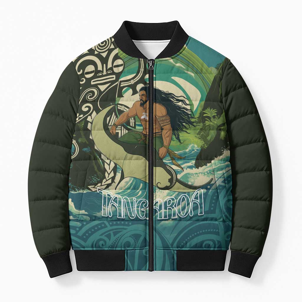 Aotearoa Tangaroa Atua Bomber Puffer Jacket New Zealand God Of The Ocean - Aussie Hoodie