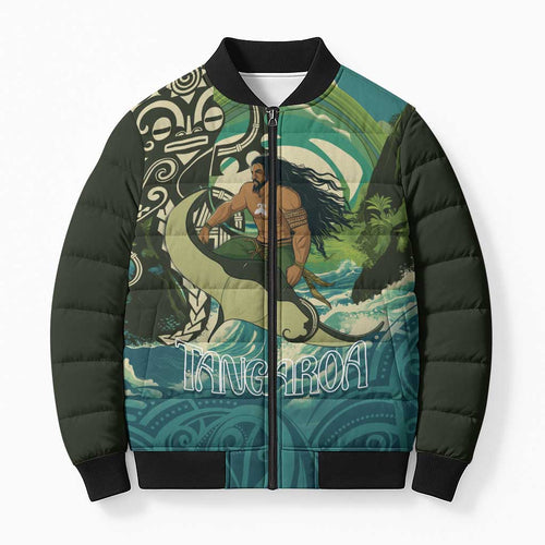 Aotearoa Tangaroa Atua Bomber Puffer Jacket New Zealand God Of The Ocean - Aussie Hoodie