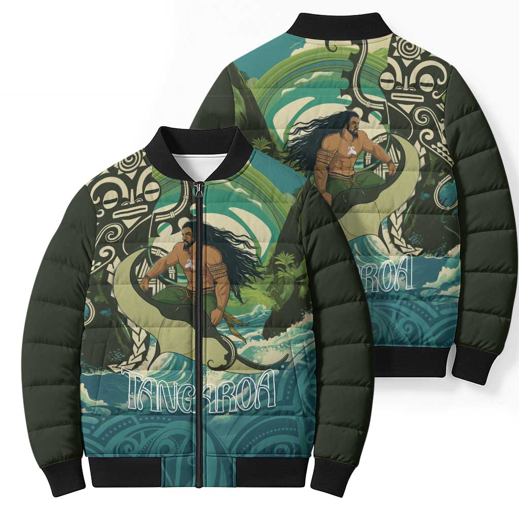 Aotearoa Tangaroa Atua Bomber Puffer Jacket New Zealand God Of The Ocean - Aussie Hoodie