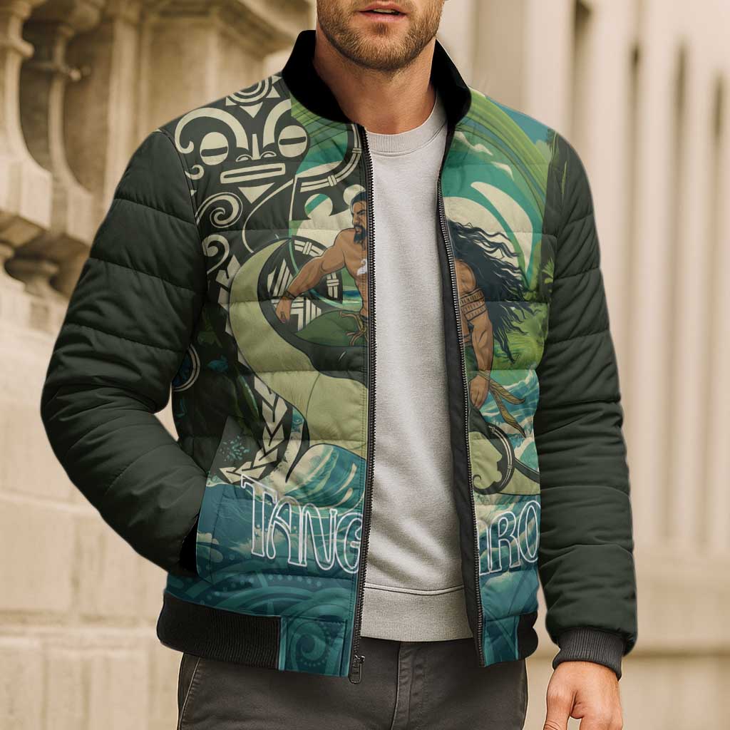 Aotearoa Tangaroa Atua Bomber Puffer Jacket New Zealand God Of The Ocean - Aussie Hoodie