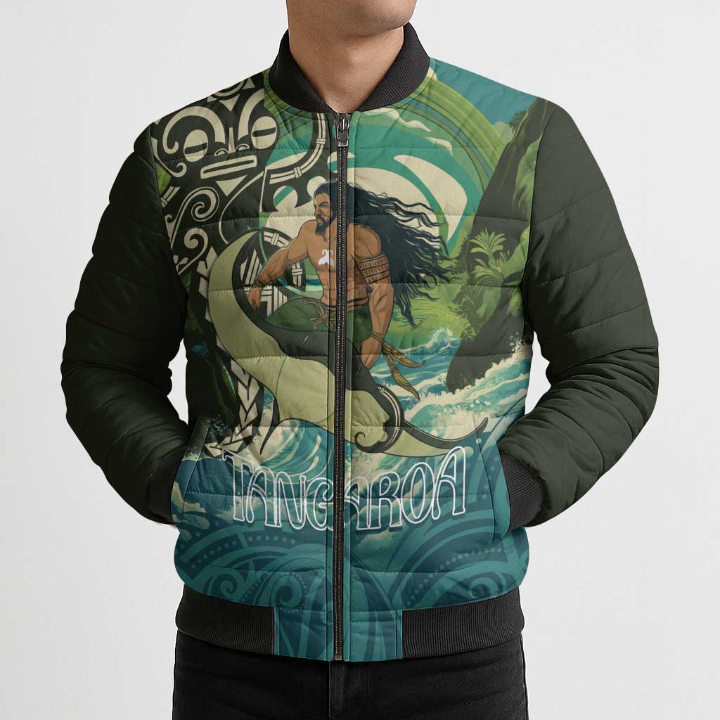 Aotearoa Tangaroa Atua Bomber Puffer Jacket New Zealand God Of The Ocean - Aussie Hoodie