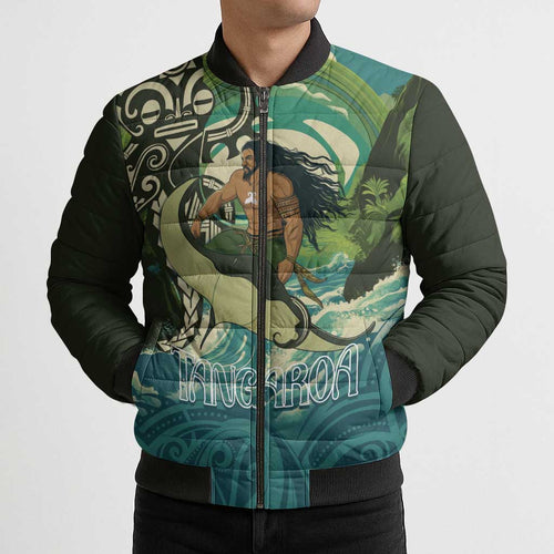Aotearoa Tangaroa Atua Bomber Puffer Jacket New Zealand God Of The Ocean - Aussie Hoodie