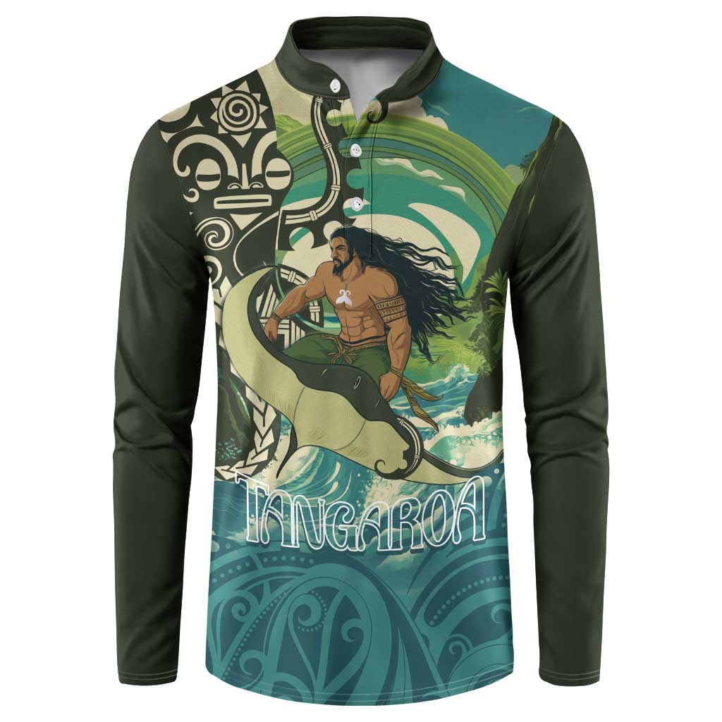 Aotearoa Tangaroa Atua Button Sweatshirt New Zealand God Of The Ocean