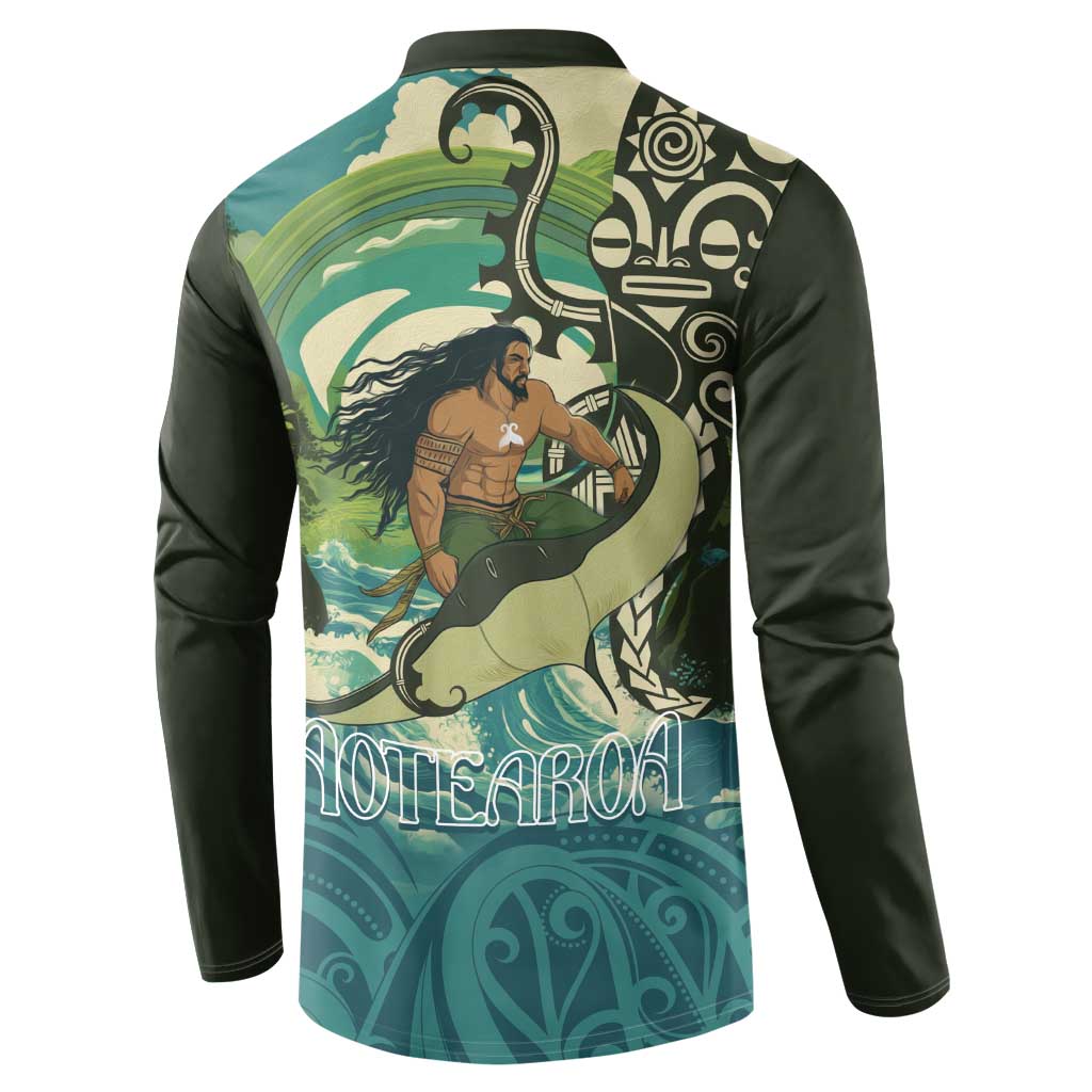 Aotearoa Tangaroa Atua Button Sweatshirt New Zealand God Of The Ocean