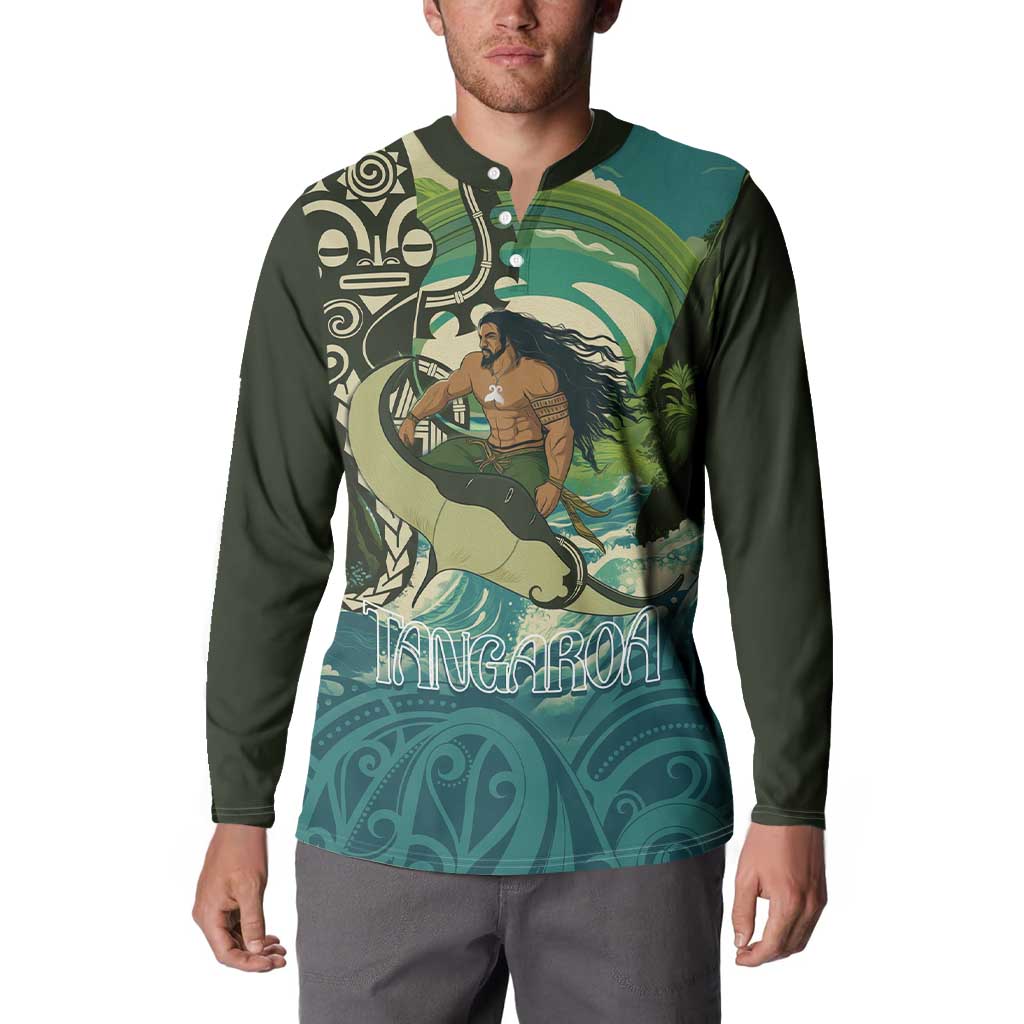 Aotearoa Tangaroa Atua Button Sweatshirt New Zealand God Of The Ocean