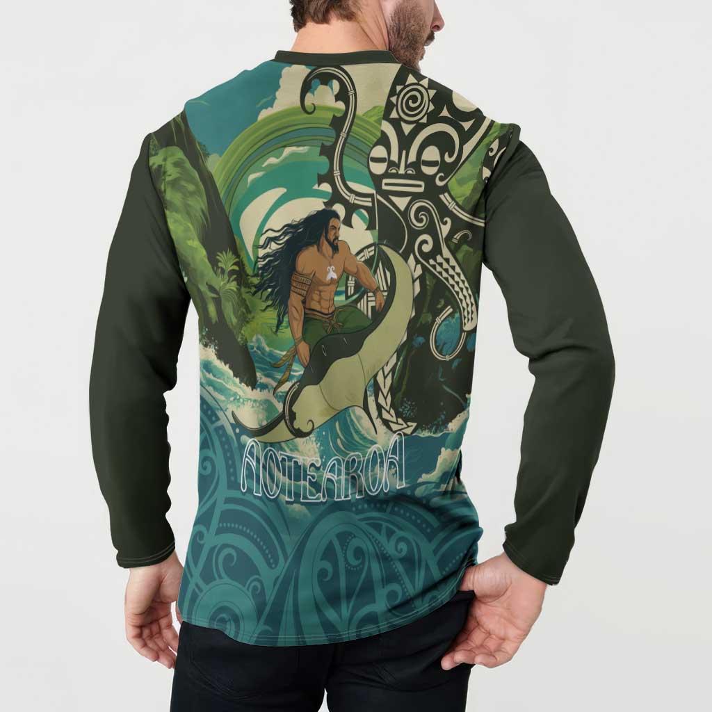 Aotearoa Tangaroa Atua Button Sweatshirt New Zealand God Of The Ocean
