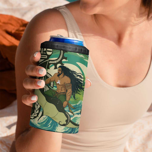 Aotearoa Tangaroa Atua 4 in 1 Can Cooler Tumbler New Zealand God Of The Ocean