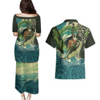 Aotearoa Tangaroa Atua Couples Matching Puletasi and Hawaiian Shirt New Zealand God Of The Ocean