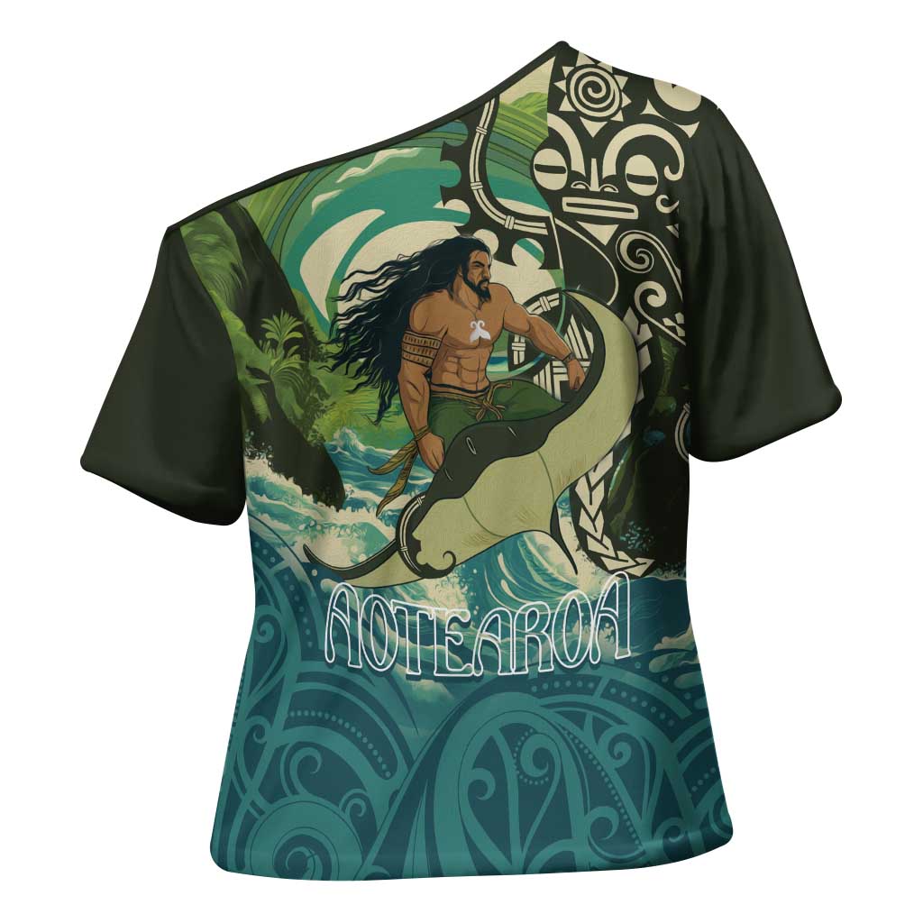 Aotearoa Tangaroa Atua Cross Shoulder Shirt New Zealand God Of The Ocean - Aussie Hoodie