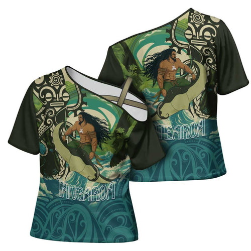 Aotearoa Tangaroa Atua Cross Shoulder Shirt New Zealand God Of The Ocean - Aussie Hoodie