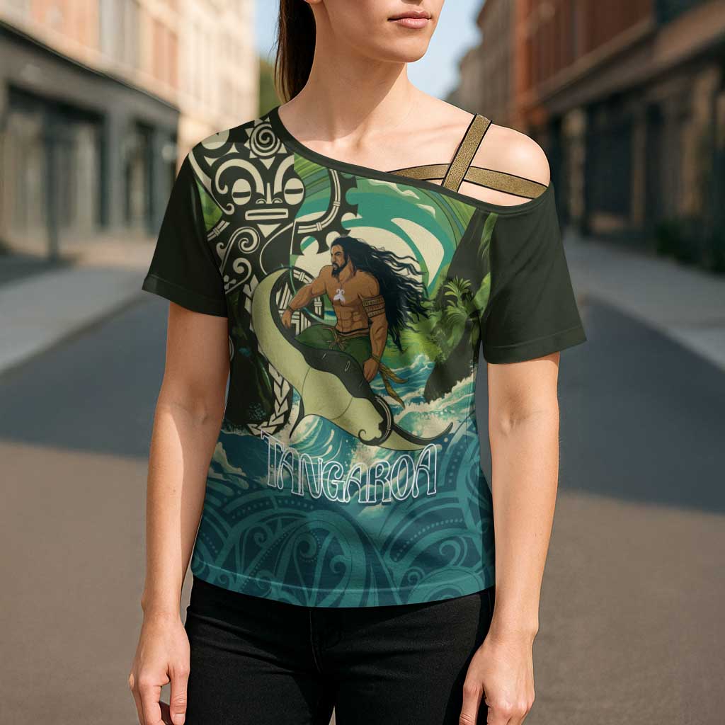 Aotearoa Tangaroa Atua Cross Shoulder Shirt New Zealand God Of The Ocean - Aussie Hoodie